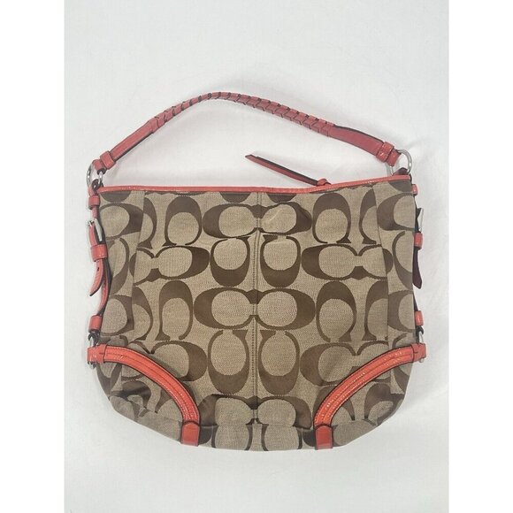 Coach Chelsea Brown Signature C Canvas Shoulder Bag Orange Leather M1120-18903 - Picture 6 of 8